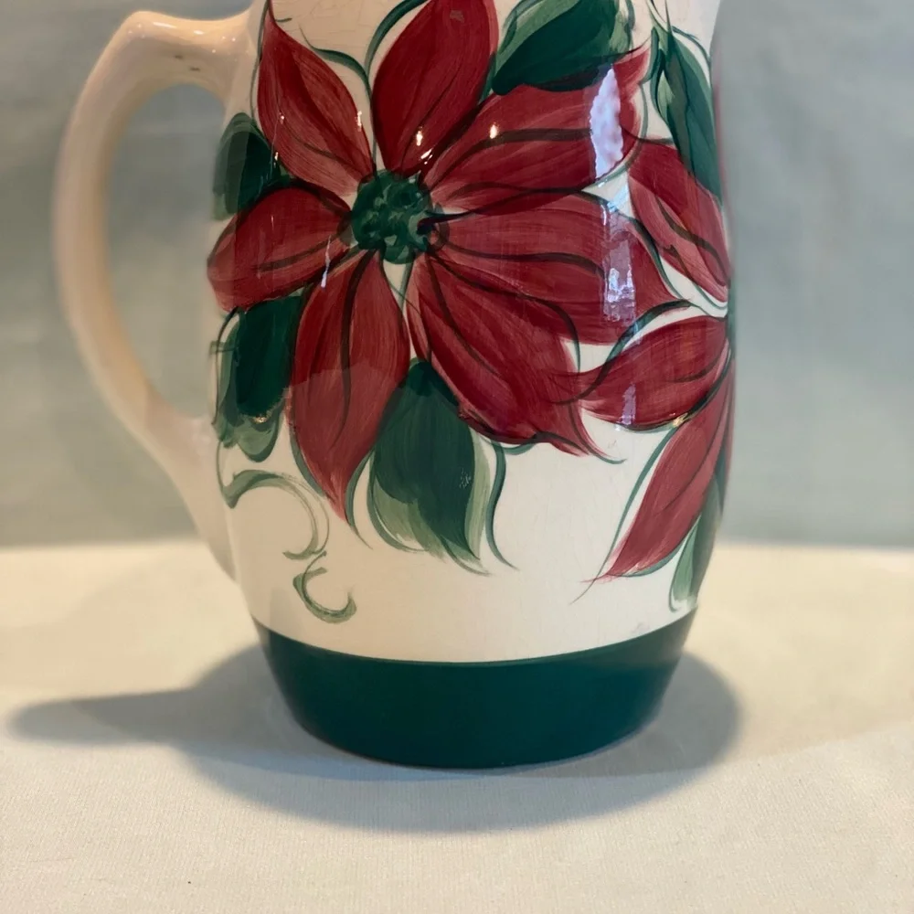 Gail Pittman Pottery Poinsettia Pitcher - Picture 4 of 15
